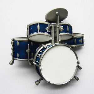 New Vintage Drum Kit Blue Enamel Music Belt Buckle US Local Shipping