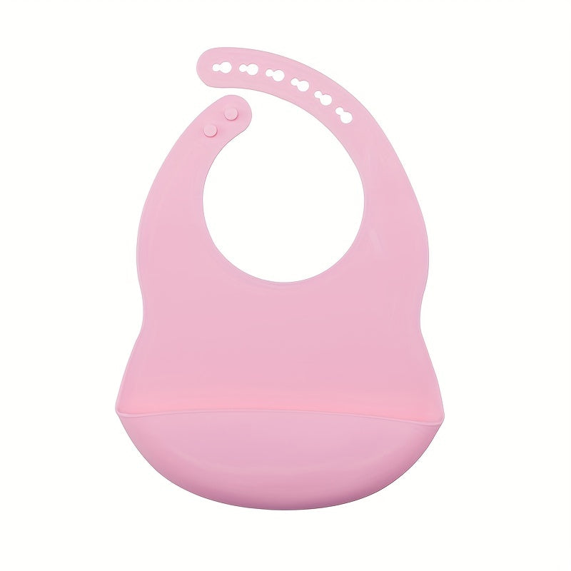 1pc Baby Soft Bib, Simple Plain Color Blank Pattern Adjustable Size Silicone Bib For 1 Year Old + ,Christmas, Halloween, Thanksgiving Day Gi