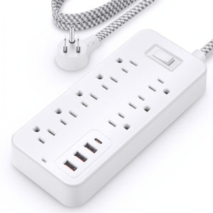 [Multi-socket Power Expander] 12-in-1 Multi-socket Power Expander - Power Board Surge Protector with 8 Wide Sockets, 3 USB, 1 Type-C - A Must-have Travel Item