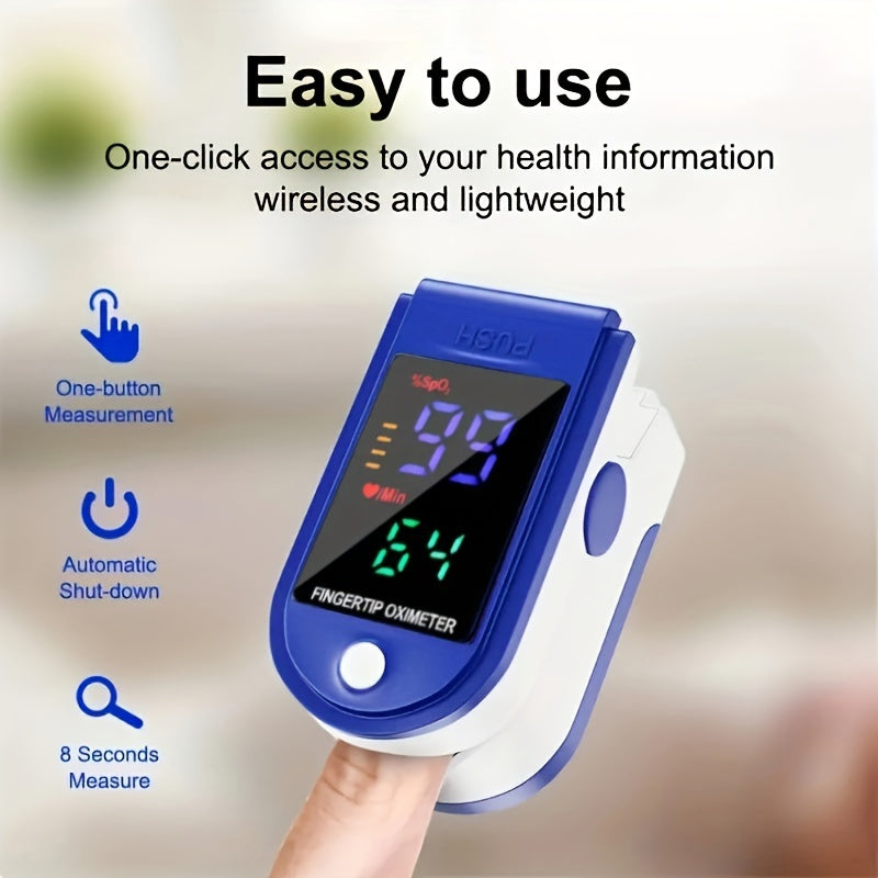 Fingertip Pulse Oximeter, Blood Oxygen Saturation Monitor (SpO2) With Pulse Rate Measurements And Pulse Bar Graph, Portable Digital Reading