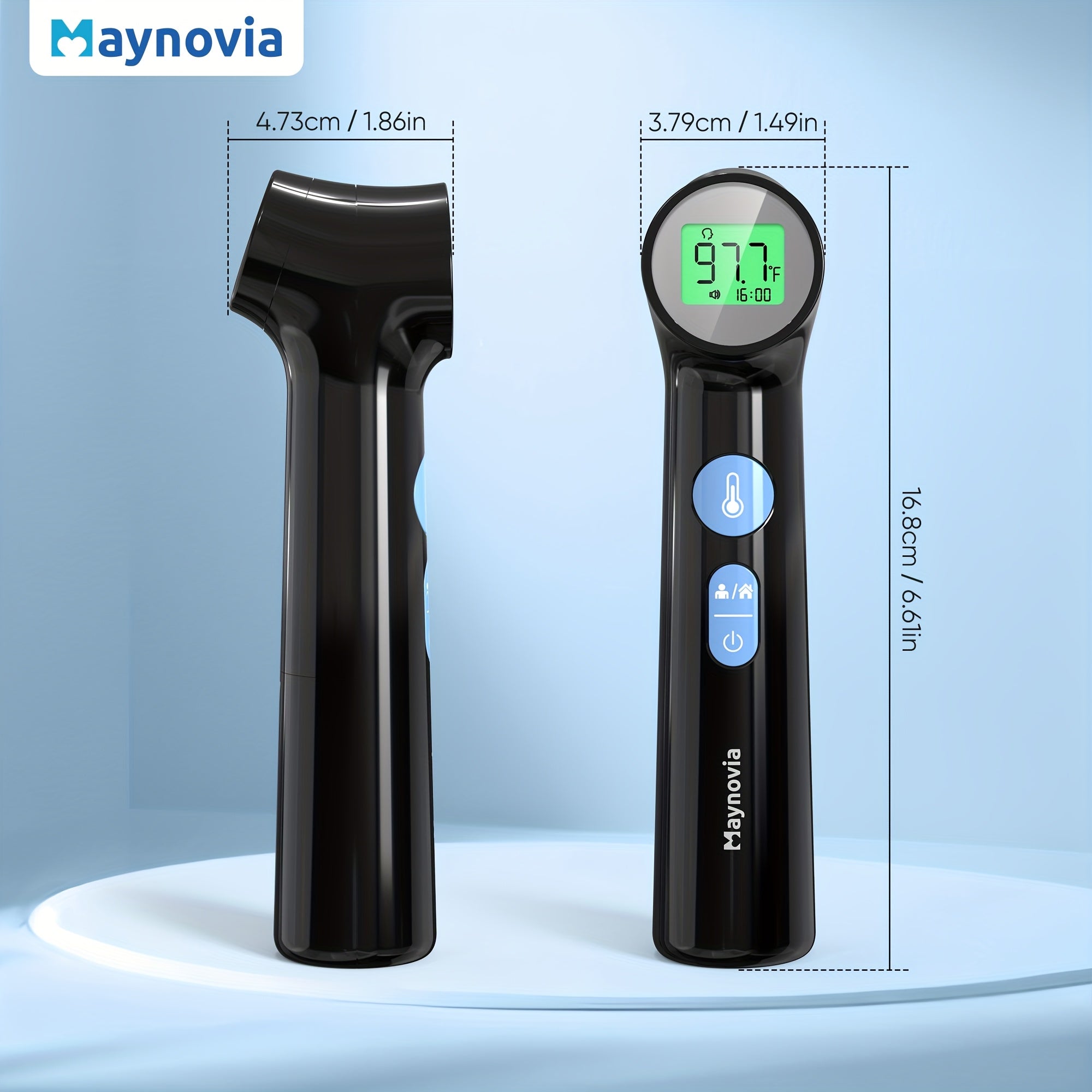[Maynovia Thermometer] Maynovia Digital Thermometer | Accurate & Fast 1-Second Fever Detection With Alarm, Easy-to-Read LCD Display, Battery Operated - Ideal For Healthcare, All-Ages No-Touch Thermometer For Fever