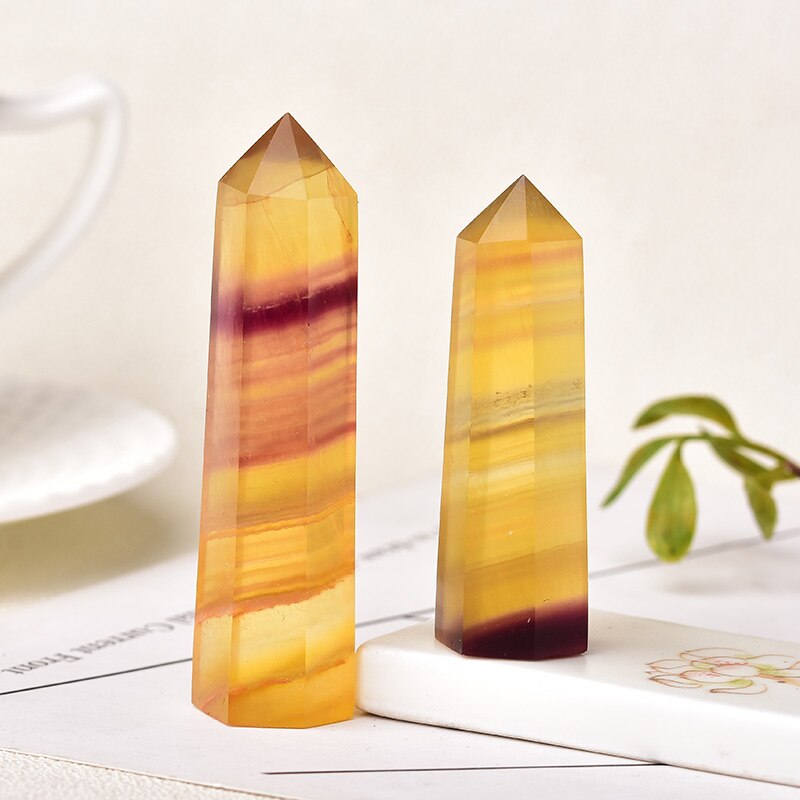 1PC natural yellow Fluorite Crystal Point mineral decoration healing Obelisk stick home decoration study decoration DIY gift