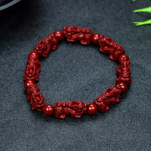 Natural Cinnabar Bracelet Pixiu Bracelet Ethnic Bracelet Good Luck Bracelet