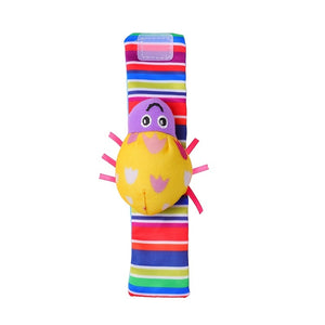 4-Pack Of Adorable Baby Wrist Strap Socks - Cartoon Hand Rattle & Plush Toy Set! Christmas Halloween Thanksgiving gifts