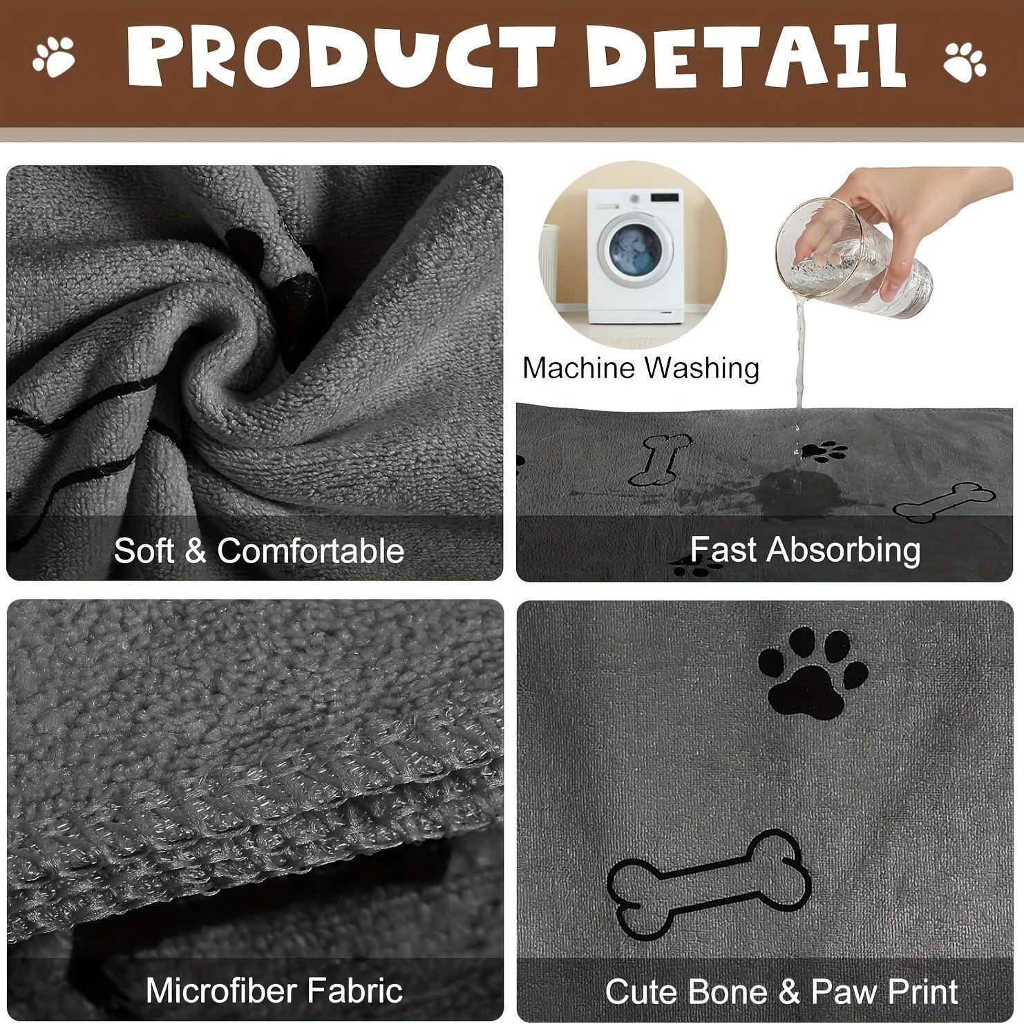 Dog Towel Drying Dog Cat Pet Towel, Puppy Microfiber Quick-drying Dog Claw Bath Towel Pet Bath Products Absorbent Medium Dog Pet Bath Towel