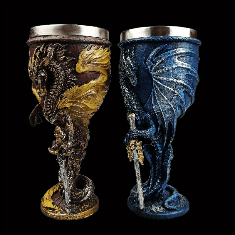 1pc, 7oz (200ml) Dragon Sword Cup, Medieval Dragon Wine Glass, Stainless Steel Champagne Glass, Gothic Dragon Sword Goblet, For Scotch Bourb