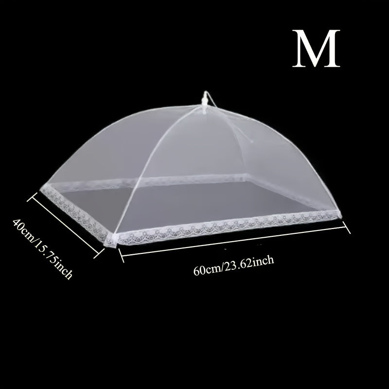 Large Pop-Up White Mesh Food Cover Tent - Foldable And Washable, Perfect for Picnics, Barbecues, And Parties.