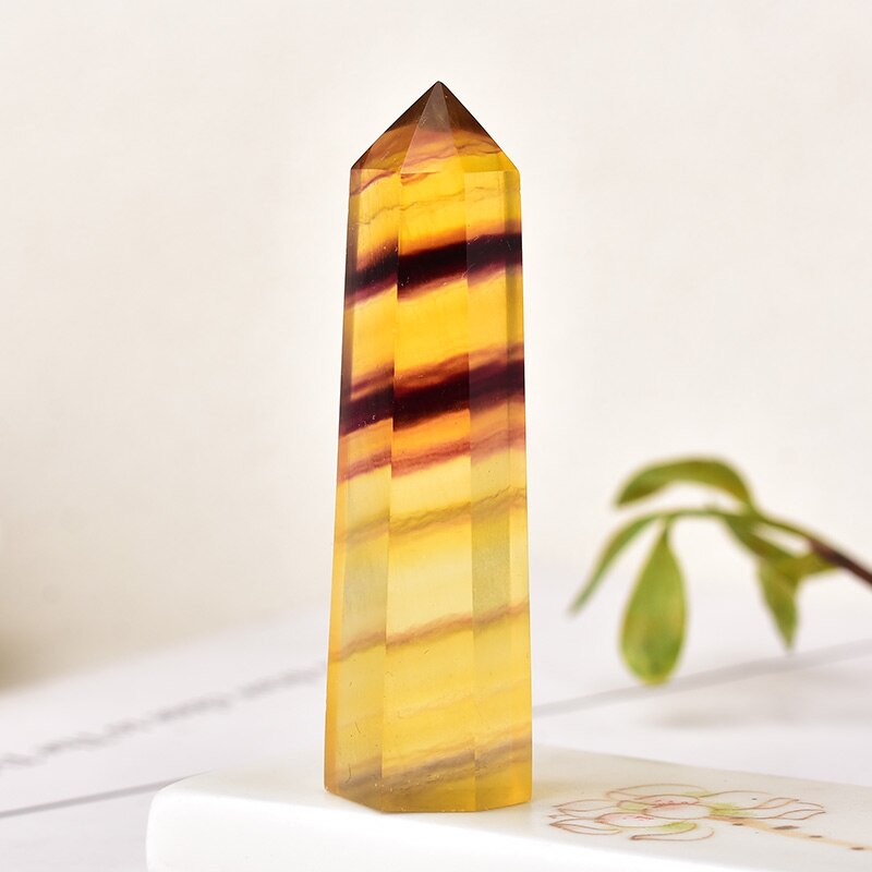 1PC natural yellow Fluorite Crystal Point mineral decoration healing Obelisk stick home decoration study decoration DIY gift