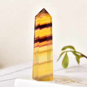 1PC natural yellow Fluorite Crystal Point mineral decoration healing Obelisk stick home decoration study decoration DIY gift