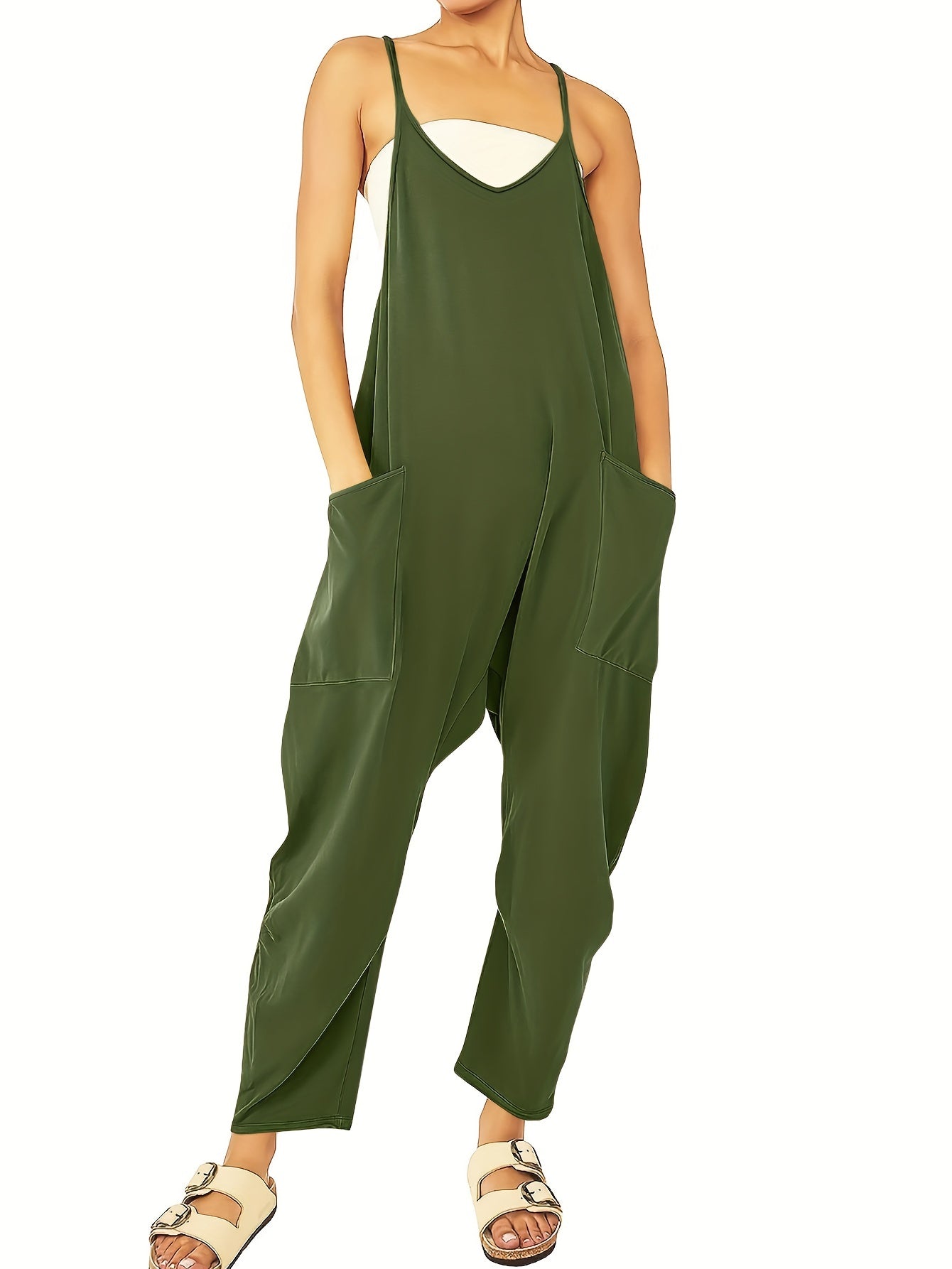 Chic Breezy Cami Jumpsuit - Solid Color, Versatile & Comfortable - Perfect for Spring & Summer Days, Women’s Fashion