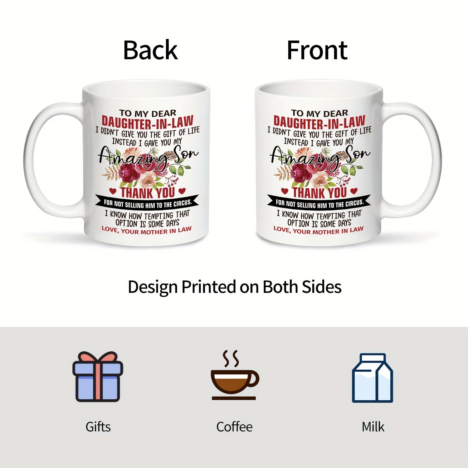 1pc, Daughter In Law Gift Coffee Mug, To My Dear Daughter In Law I Gave You My Amazing Son 11oz Ceramic Coffee Mug, Funny Mug, Daughter In L