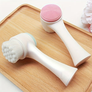 2-In-1 Silicone Face Cleanser - Gentle Exfoliation & Massage, Dual Soft Brushes Suitable for All Skin Types, Fragrance-Free