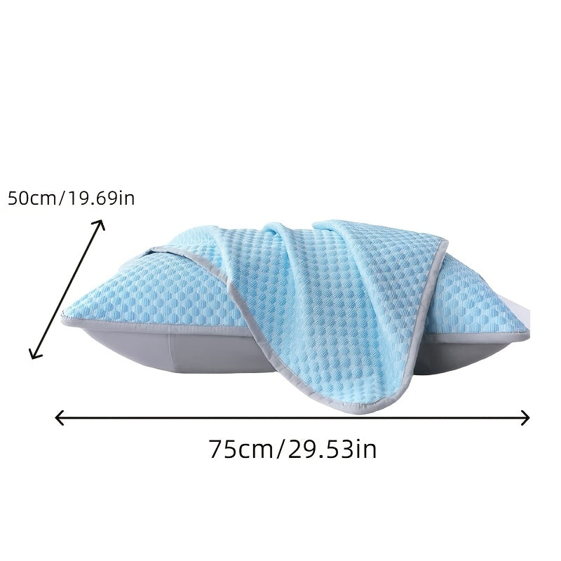 2pcs Cooling Pillowcases - Soft, Breathable 100% Polyester Bedding for Summer Comfort, Light Blue & Beige with Elegant Patterns, Machine Washable