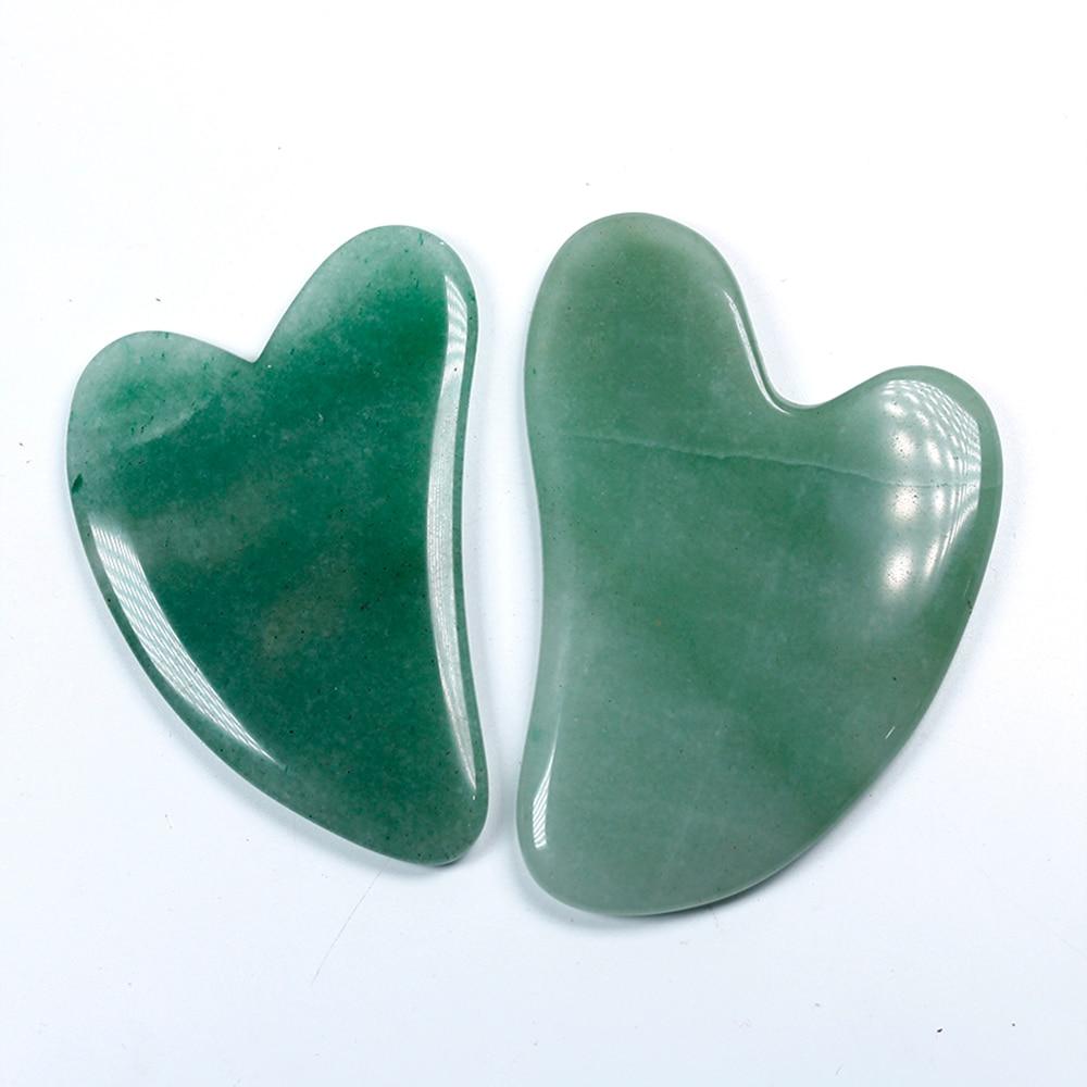 Natural Aventurine Quartz Gua Sha Board Green Jade Stone Body Facial Eye Scraping Plate Acupuncture Massage Relaxation Health