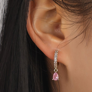 1 Pair Elegant Mini Cubic Zirconia Teardrop Earrings - Sparkling Dangle Design with Clear Gemstone, Ideal for Daily Wear & Special Occasions