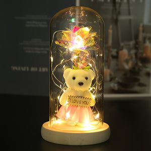 [Romantic Rose Bear] Romantic LED Rose Bear Gift Box, PE Flower Foam Bear For Girlfriend, Valentine's Day Mother's Day Birthday Gift, Creati
