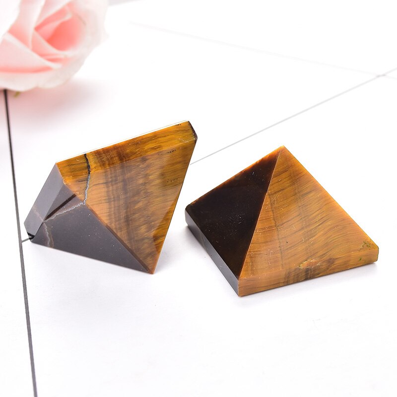 Natural Tigers Eye Pyramid Gemstone Reiki Chakra Crystal Point Healing Stone Handmade Polished Ornaments Ore Mineral Tower