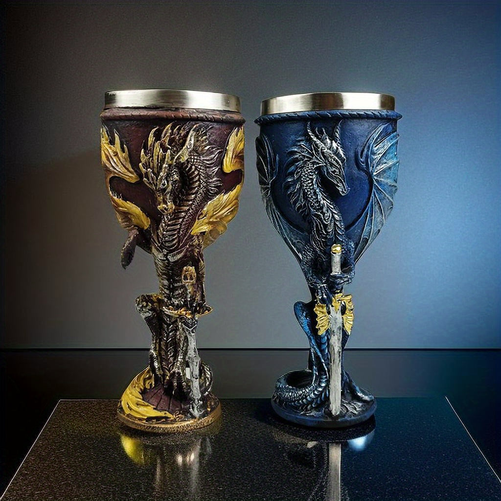 1pc, 7oz (200ml) Dragon Sword Cup, Medieval Dragon Wine Glass, Stainless Steel Champagne Glass, Gothic Dragon Sword Goblet, For Scotch Bourb