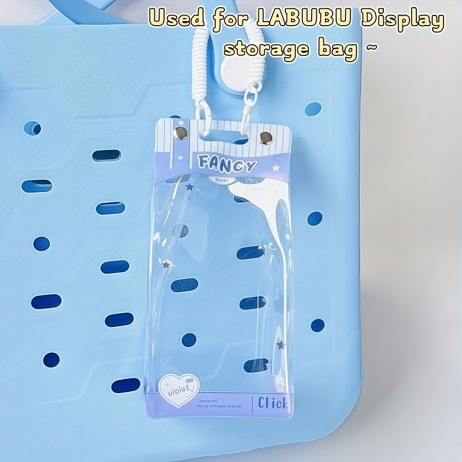 1pc LABUBU Transparent Dust-Proof Protective Storage Bag with Spring Keychain - High-Quality Clear Plastic Display Case for LABUBU, CRYBABY & Winter Rhapsody Plush Toys - Collectible Gift for Toy Enthusiasts, Toy Storage Box, Collectible Showcase, Visible