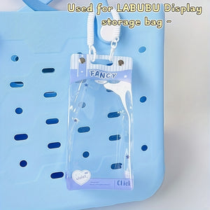 1pc LABUBU Transparent Dust-Proof Protective Storage Bag with Spring Keychain - High-Quality Clear Plastic Display Case for LABUBU, CRYBABY & Winter Rhapsody Plush Toys - Collectible Gift for Toy Enthusiasts, Toy Storage Box, Collectible Showcase, Visible