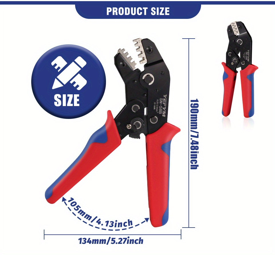 Upgrade Your Connections with this Professional Ratcheting Crimper for Dupont Molex JST TE Terminals & EPC PCIE SATA Pins (0.25-1.5mm2, 23-1