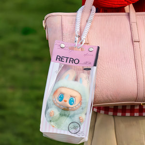 1pc LABUBU Transparent Dust-Proof Protective Storage Bag with Spring Keychain - High-Quality Clear Plastic Display Case for LABUBU, CRYBABY & Winter Rhapsody Plush Toys - Collectible Gift for Toy Enthusiasts, Toy Storage Box, Collectible Showcase, Visible