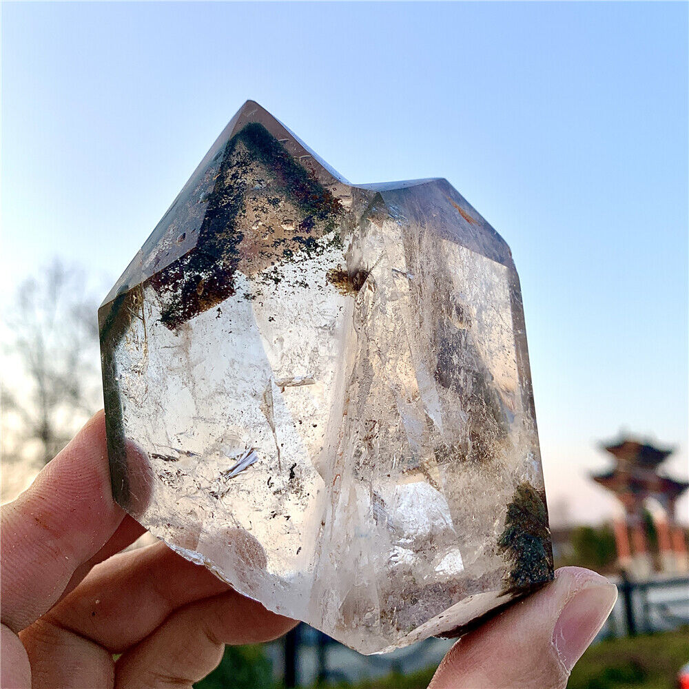 460g RARE Twin Points Mountain With Garden Quartz Natural Reiki Crystal Soulmate