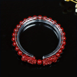 1pc Natural Cinnabar Bracelet Pixiu Bracelet Good Luck Bracelet