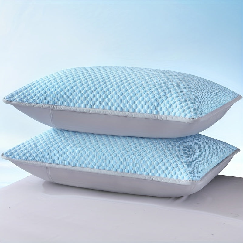 2pcs Cooling Pillowcases - Soft, Breathable 100% Polyester Bedding for Summer Comfort, Light Blue & Beige with Elegant Patterns, Machine Washable
