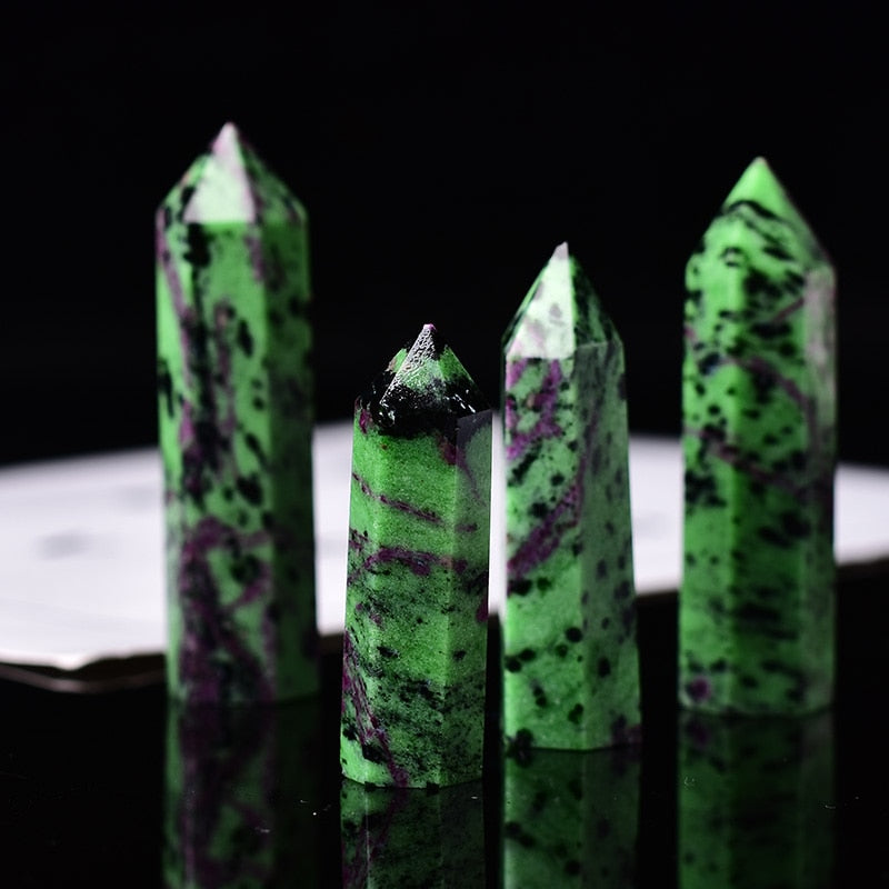 1PC Natural Crystal Epidote Column Crystal Point Quartz Mineral Stone Healing Obelisk Wand Home Decor DIY Gift Decoration Reiki