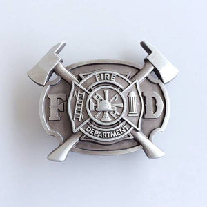 Western Men‘s Zinc alloy Leather Belt Buckle Firefighter FD Cross shape Pattern US Local Shipping