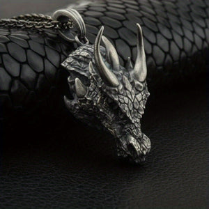 Men Fashion Vintage Dragon Head Pendant Necklace Hip Hop Rock Guard Party Amulet Jewelry Gift