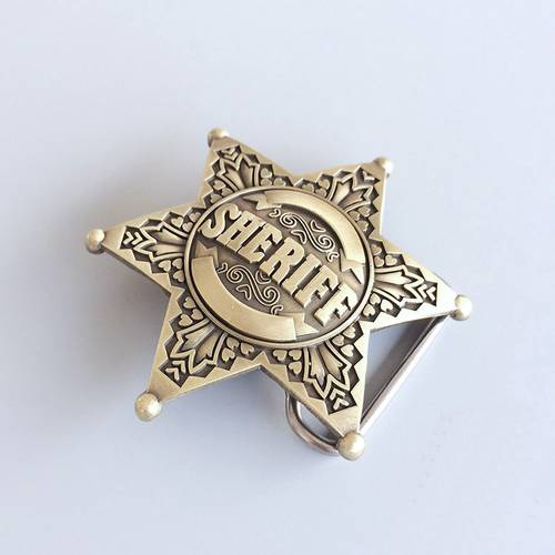 New Original Vintage Bronze Plated Western Sheriff Star Belt Buckle US Local Shipping