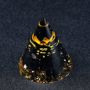 Black Obsidian Lotus Sphere Design Healing Orgone Pyramid EMF Protection Decor