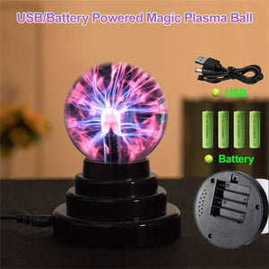 1pc Plasma Ball Lamp Light, 3 Inch Touch Sensitive Magic Plasma Ball USB/Battery Powered Nebula Sphere Globe Novelty Toy For Parties, Prop, Bedroom, Home Decorations