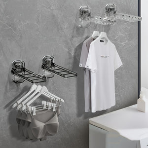 Space-Saving Foldable Clothes Drying Rack with Suction Cups - No-Drill, Invisible Travel Hanger for Balcony & Home Storage, Durable Plastic,