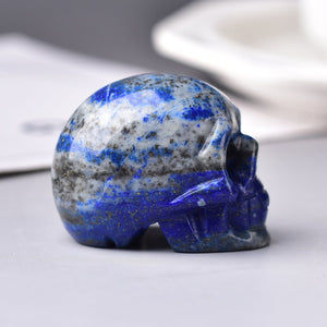 2.03'' Natural Lapis Stone Quartz Reiki Skull Head Crystal Healing Decor