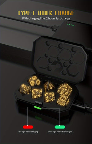 7-Piece Rechargeable LED Dice Set - Add Warm, Breathing Light To Your Board Games!