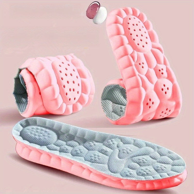 ComfortPlus Insoles for Women - Ultra Breathable, Sweat-Absorbing, Soft Elastic Inserts for Sports & Casual Shoes, Perfect Arch Support, Pink, Sizes 5-10.63 Inches