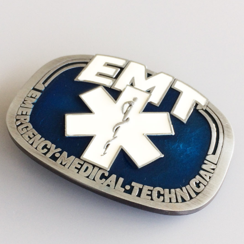 Western Men Leather Belt Buckle International Medical Rescue EMT Shape Pattern US Local Shipping