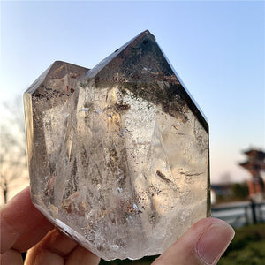 460g RARE Twin Points Mountain With Garden Quartz Natural Reiki Crystal Soulmate