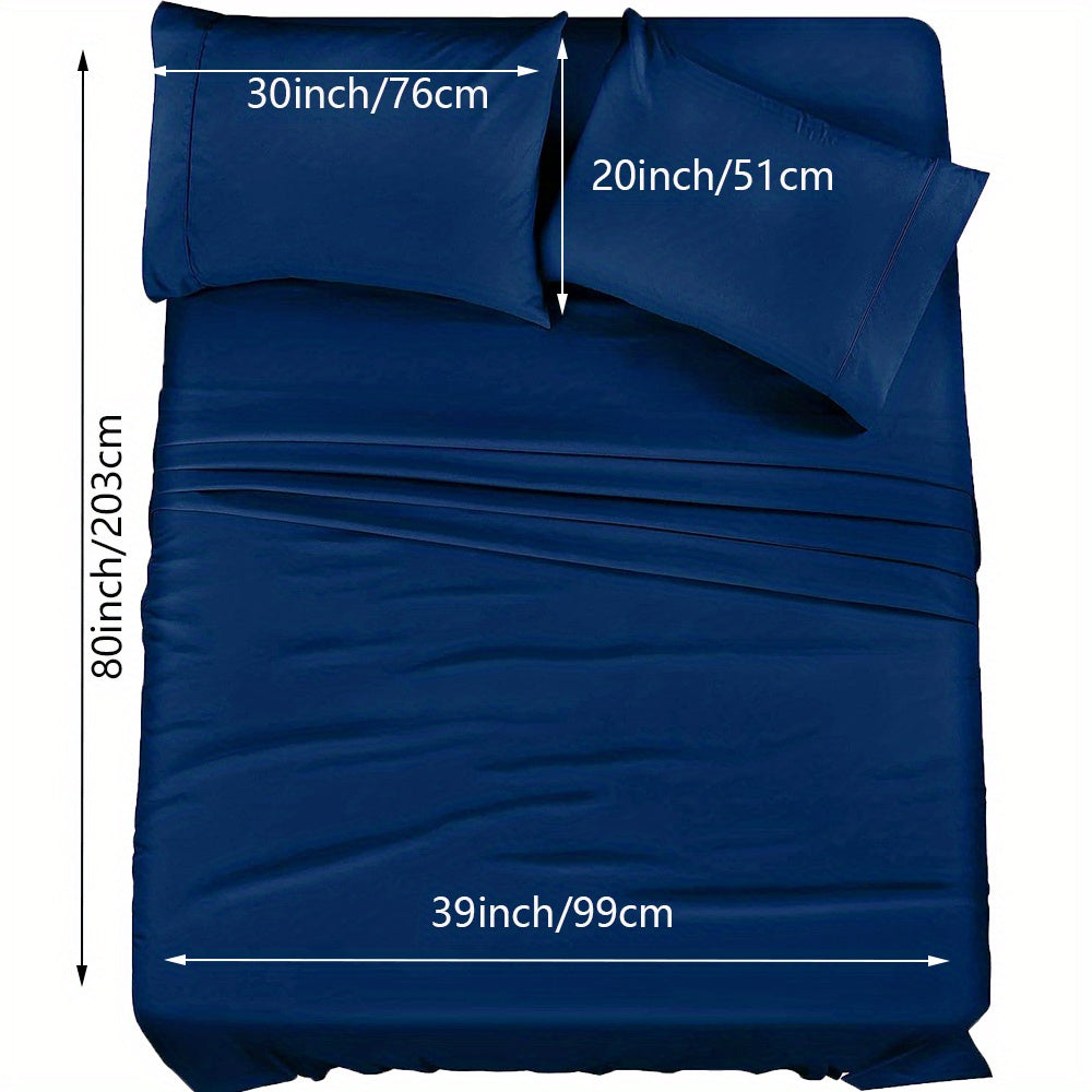 4/6pcs Luxury Cool Fitted Sheet Set, Wrinkle, Fade, Mattress Cover with Deep Pocket, Soft Comfortable Breathable Bedding Set, for Bedroom Hotel (1*Flat Sheet + 1* Fitted Sheet + 2/4*Pillowcases, Without Core)