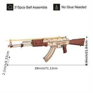 Automatic Rifle AK-47 Toy 3D Wooden Assembly Gun Double Firing Modes Funny DIY Toys For Adults Justice Guar