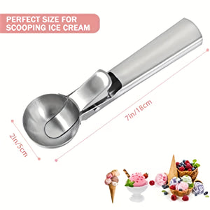 Heavy Duty Stainless Steel Ice Cream Scoop - Trigger-Activated For Easy Serving!