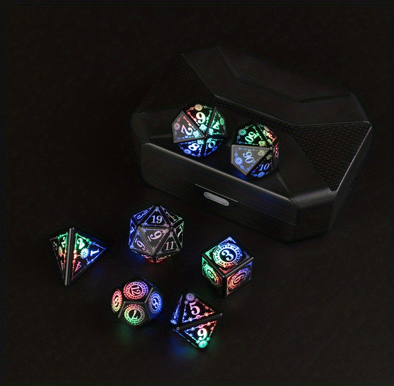 7pcs Rechargeable LED Dice Set - Illuminate Your Board Game Nights!