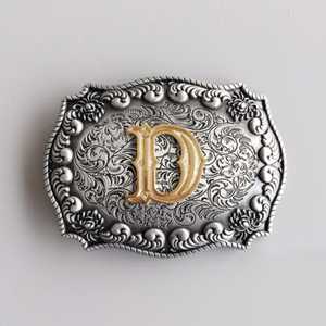 Western Men‘s Zinc alloy Leather Belt Buckle Cowboy Letter D shape Pattern US Local Shipping