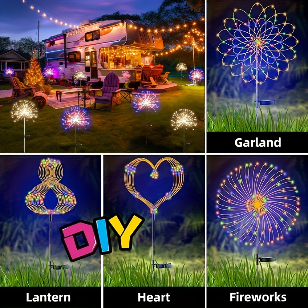 300LED Solar Garden Firework Lights Outdoor Waterproof 200LED Sparklers Solar Lights 60LED For Outside Patio Backyard Yard Pathway Walkway D