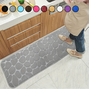 Elegant Quick-Dry Cobblestone Bath Rug: Non-Slip, High Absorbency for Safety & Style in Home Decor