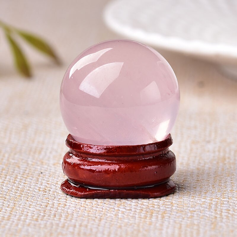 1PC Natural Crystal Ball Rose Quartz Tigers Eye Aventurine Stone Healing Quartz Beautiful Ball Home Decoration Free Wooden Frame