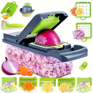 5/6/14/16/22pcs/set, Vegetable Chopper, Multifunctional Fruit Slicer, Manual Food Grater, Vegetable Slicer, Cutter With Container, Onion Min